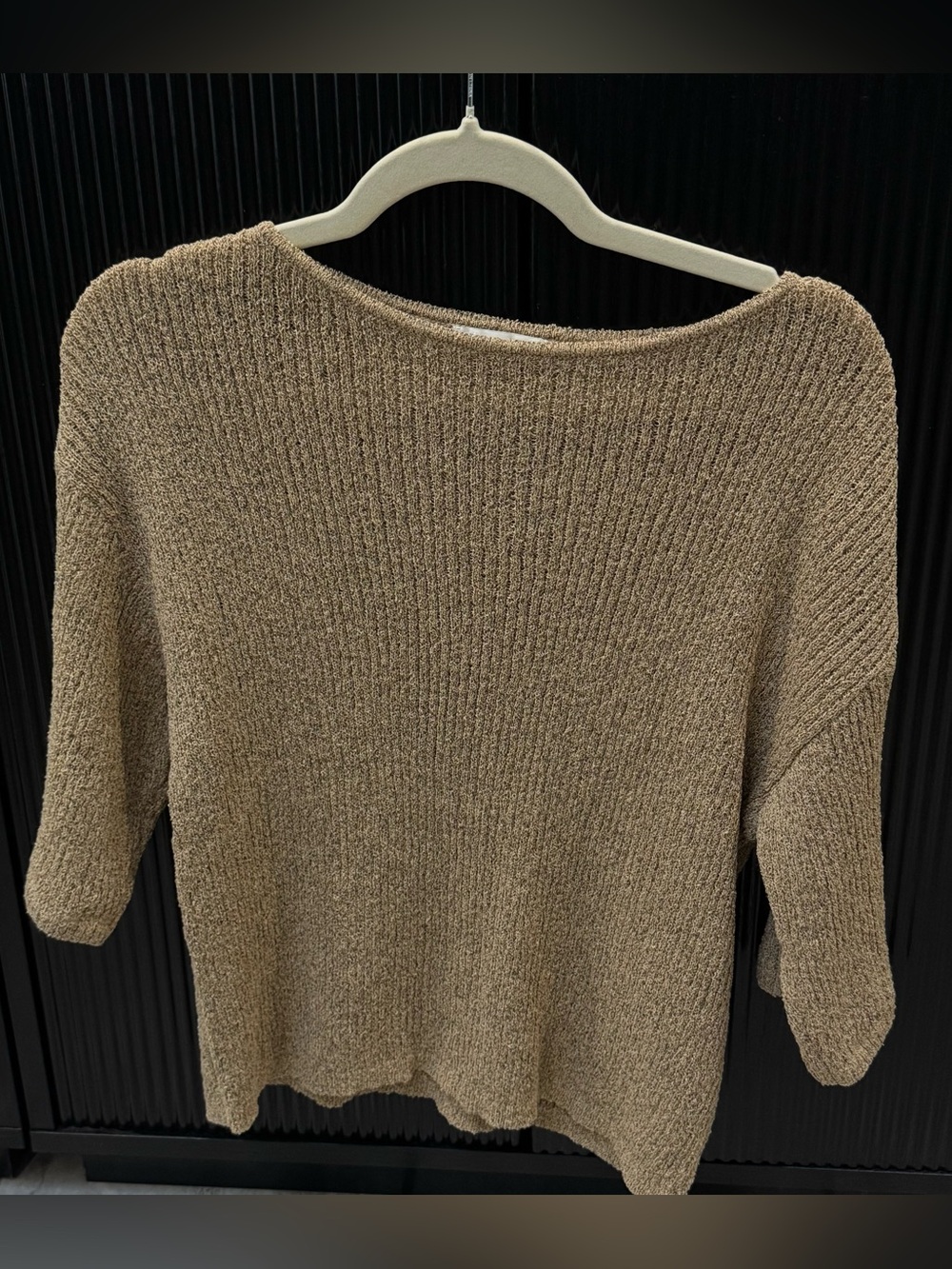 Zara Ribbed Knit Sweater in Taupe
